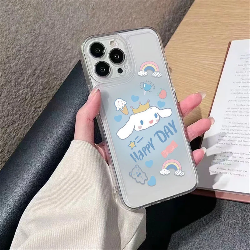 

Sanrio Cinnamoroll аниме чехол для телефона iPhone 13 12 11 Pro Max 7 8Plus X XR XSMax мягкий силиконовый прозрачный чехол все включено