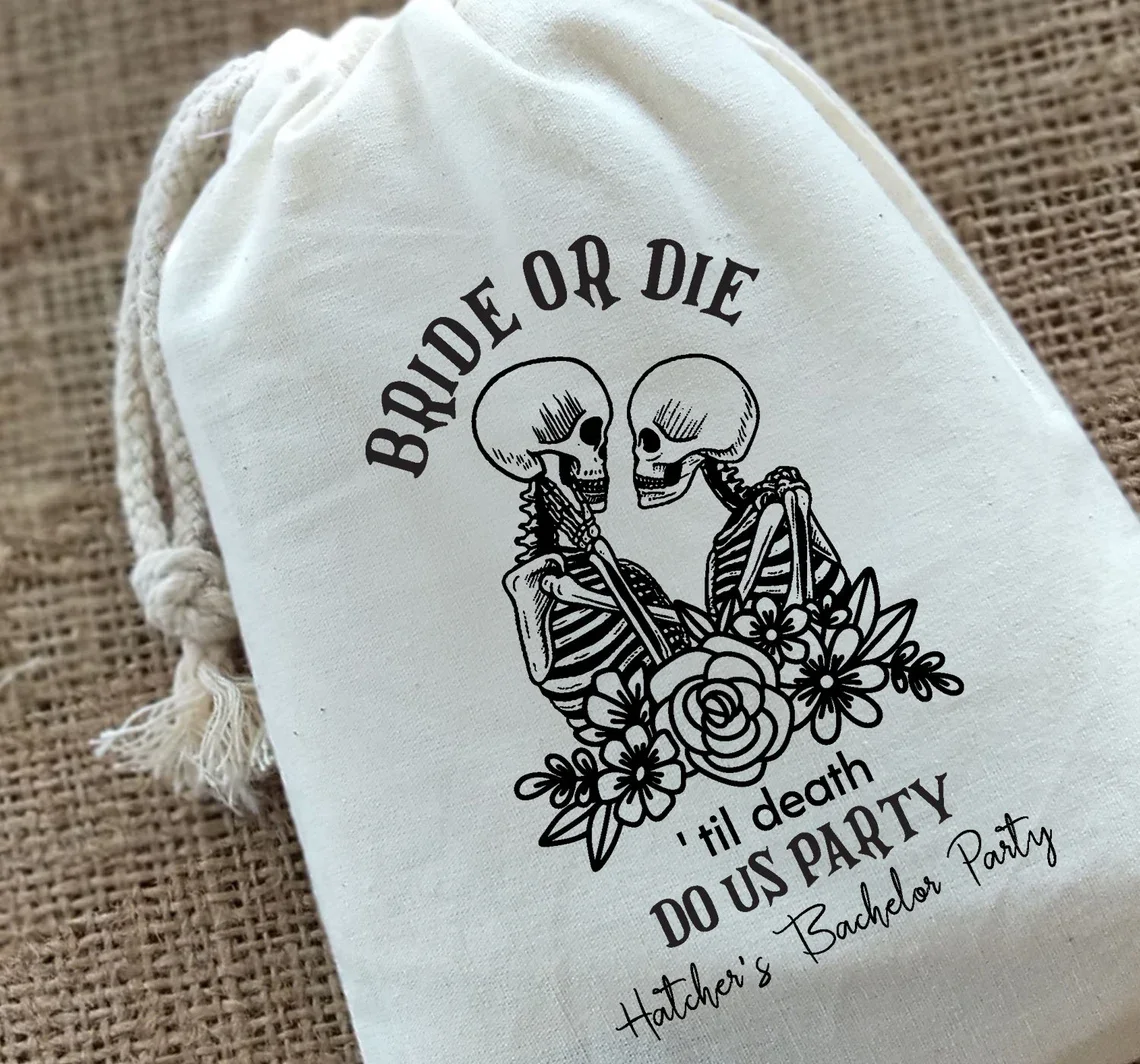 Фото 20 шт. Til Death Do Us Party — невеста или Die — сумка для девичника на заказ — сумки с именем RIP — сумка для свадьбы на заказ — Bach Party Tot №3