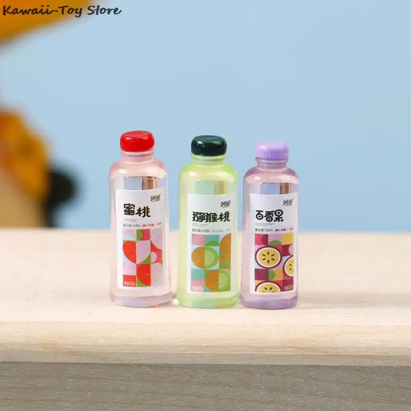 

3pcs Dollhouse Miniature Food Mini Cartoon Juice Drink Bottle For Barbies Blyth Ob11 Doll Kitchen Toys