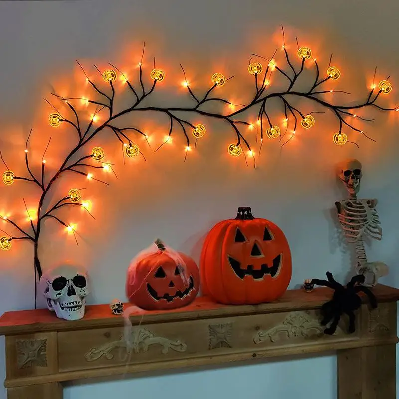 

Halloween bats pumpkin rattan modeling lights ghost festival atmosphere decoration arrangement LED simulation tree lights