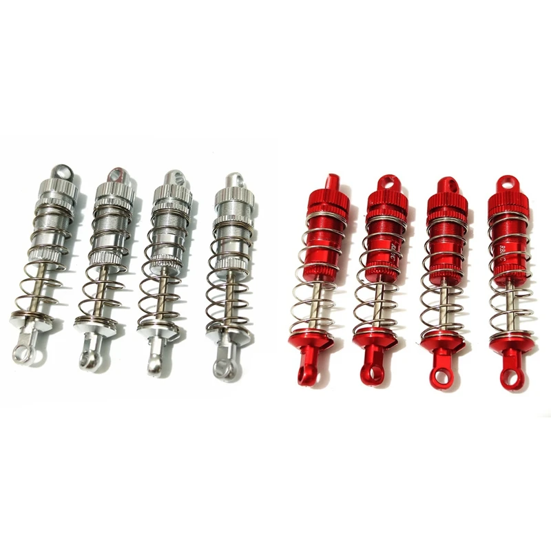 

8 Pcs Metal Front Rear Shock Absorber Rc Car Upgrades,Red & Silver