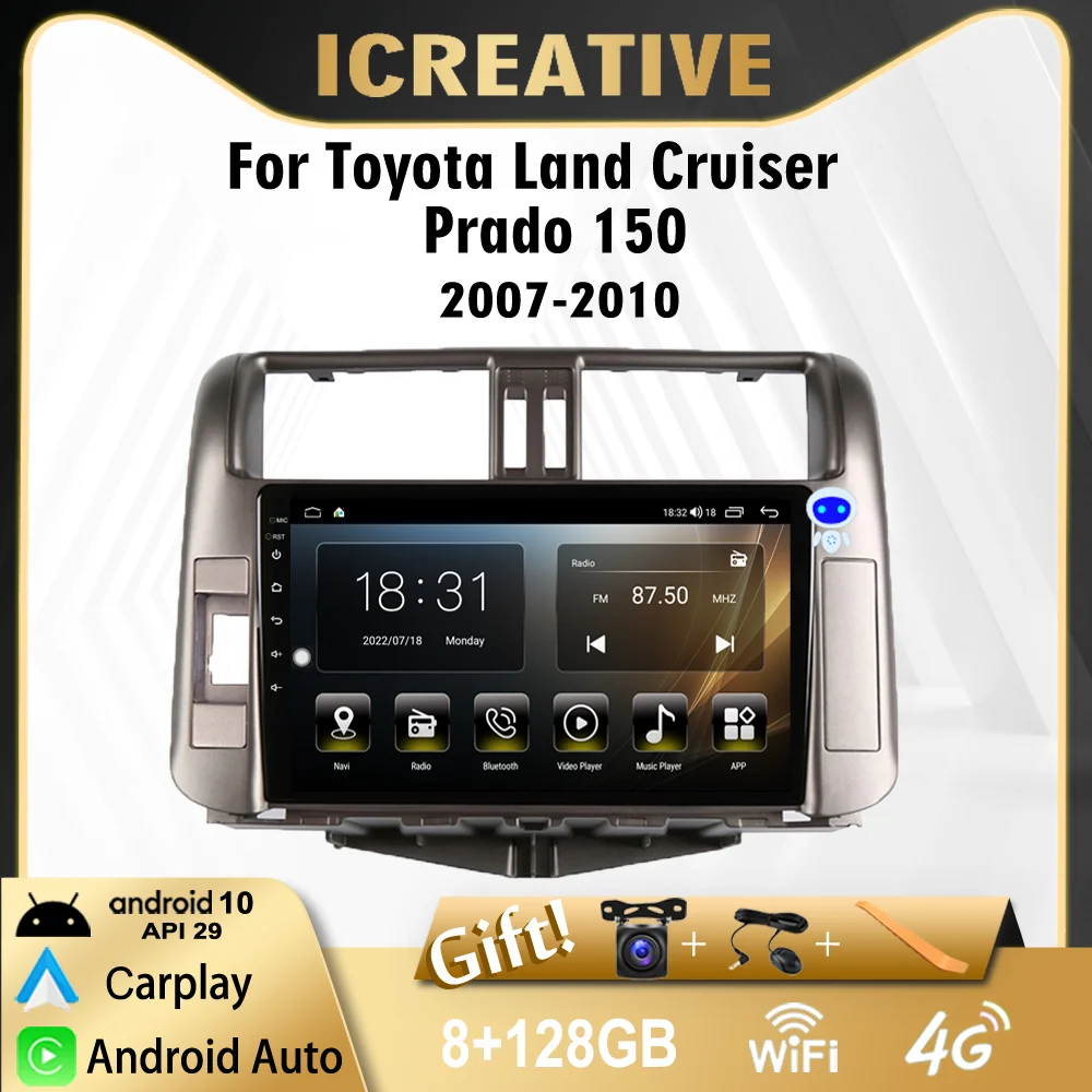 

2 Din Car Radio 4G WiFi Apple Carplay For Toyota LAND CRUISER PRADO J150 2009 2010 2011 2012 2013 Android GPS Navigation