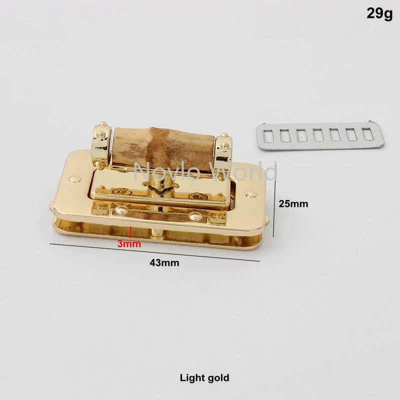 5-30sets 2 size 43*25mm 61*33mm light gold silver rectangle shape twist lock with bamboo for handbag turn lock