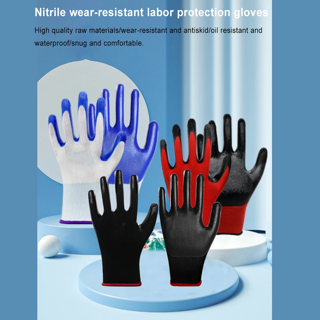

Рабочие перчатки 12 пар, латексные резиновые Нескользящие дышащие удобные ремонтные перчатки с антистатическим покрытием