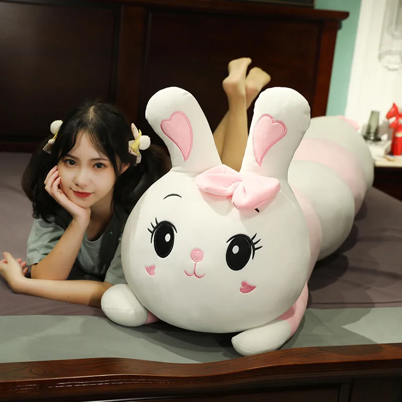 

1pc 80-120cm Giant Kawaii Caterpillar Shaped Pillows Stuffed Rabbit Plush Toy Soft Bunny Dolls Cartoon Sleep Pillow Lovers Gifts