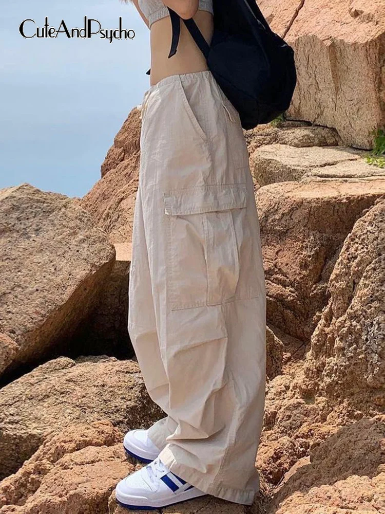 

Cuteandpsycho Casual Loose Oversized Baggy Cargos Aesthetic Vintage Y2K High Waist Bottoms Fashion Retro Chic Joggers Sweatpants