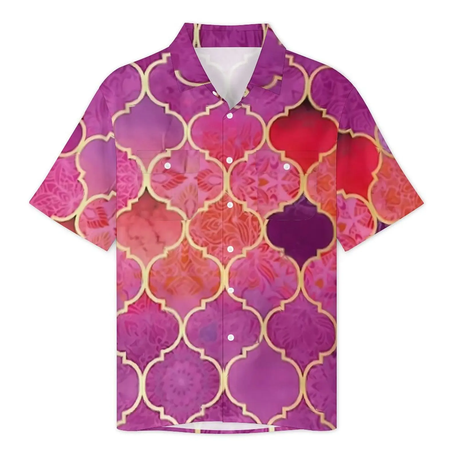 Розовая пляжная рубашка с эффектом омбре мужские Элегантные повседневные