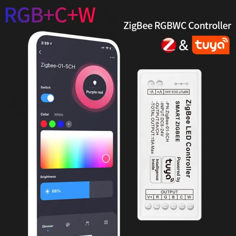 

Умный регулятор яркости светодиодной ленты Tuya, RGB + CCT, RGBW, RGBCW, RGB, Zigbee 3,0, управление голосом, поддержка Google Home, Alexa SmartThings