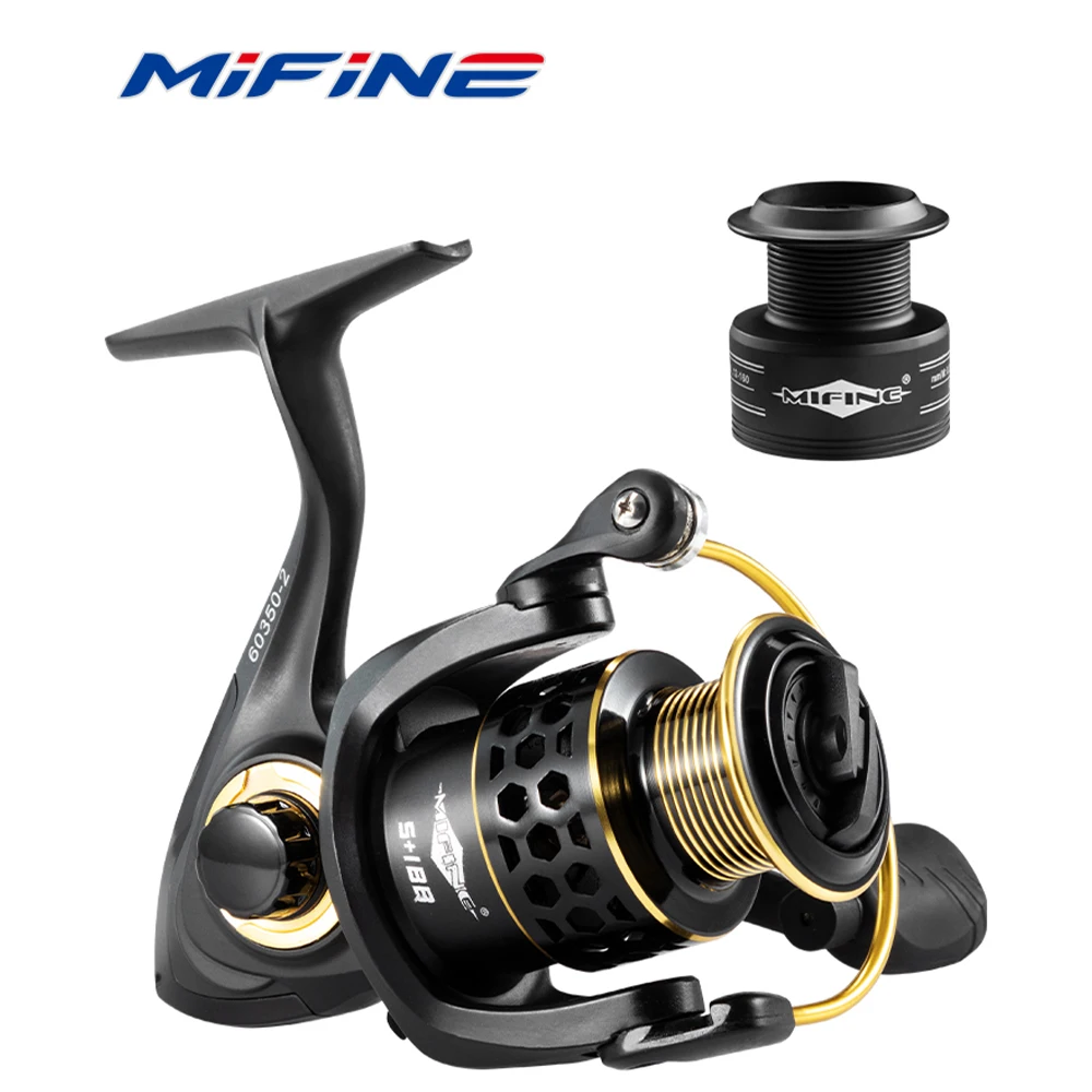 MIFINE KARATE Spinning Fishing Reel 5.1:1 Gear Ratio 12kg Max Drag 1000-4000 Series Saltwater Freshwater Spare Spool Graphite