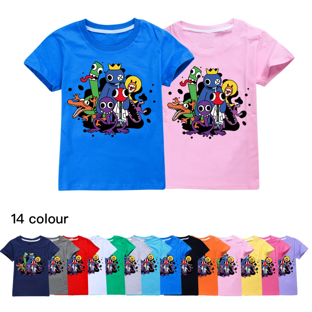 

New Game hot rainbow friends Kids Clothes Summer Baby Boys Cotton T shirt Toddler Girls Short Sleeve Tops 2~14Y