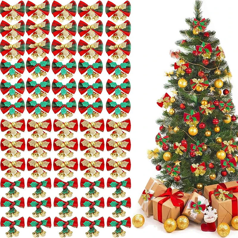 

1/8Pcs Bowknot Jingle Bell For Christmas Trees Party Wedding Home Xmas Decoration Jewelry Hanging Pendant Bells Crafts Ornament