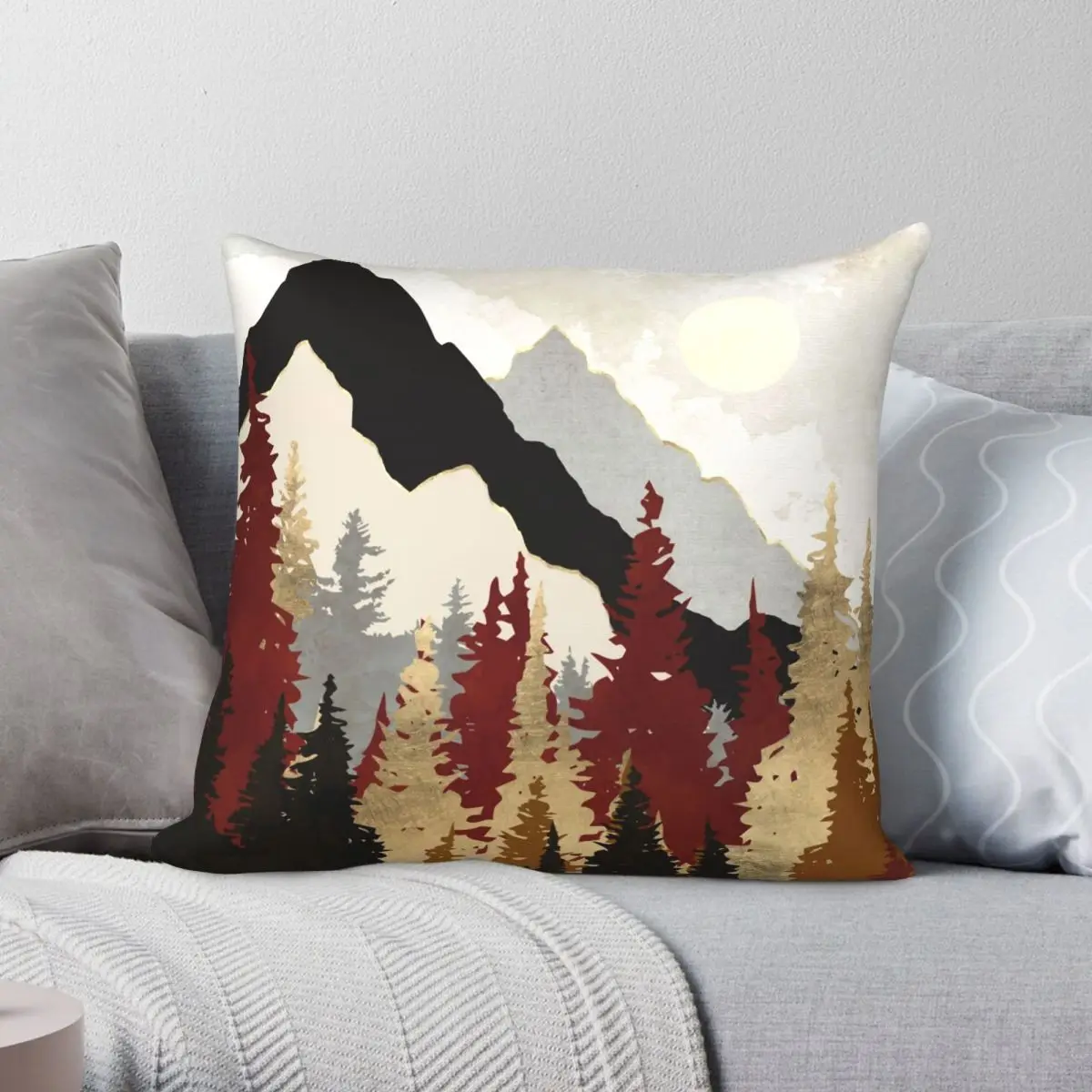 

Autumn Trees Pillowcase Polyester Linen Velvet Creative Zip Decor Pillow Case Sofa Cushion Cover