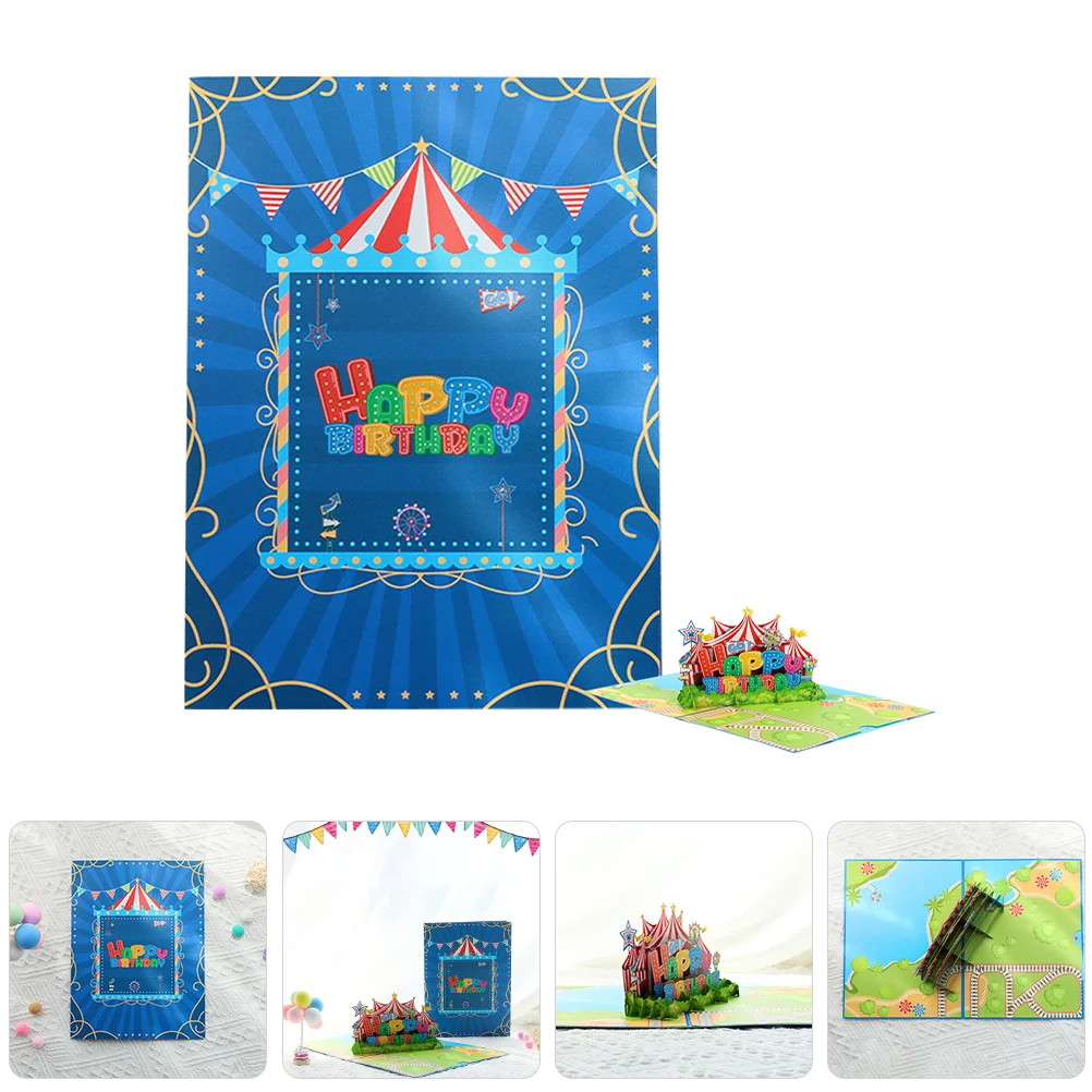 

Greeting Cards Amusement Park Birthday Present Festival Party Happy Gift 3d Paper Jam Cartoon Message Blessing Child