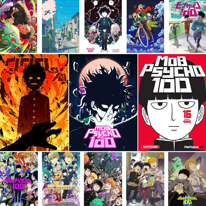 

Japanese Anime Mob Psycho 100 Posters and Prints White Coated Paper Comic Painting Wall Art Decor Home Study Room Decoration