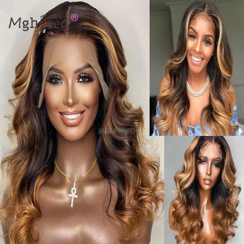 Highlight Blonde Lace Front Human Hair Wig For Women Brazilian Virgin Frontal Wig Pre Plucked Colored Human Hair Wigs