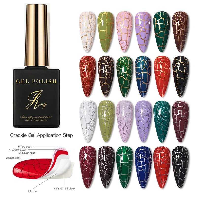 

15ml Crack Gel Nail Polish Automatic Quick Drying Tortoise Shell Automatic Crack Nail Gel Varnish For Manicure 12 Color 2022 new