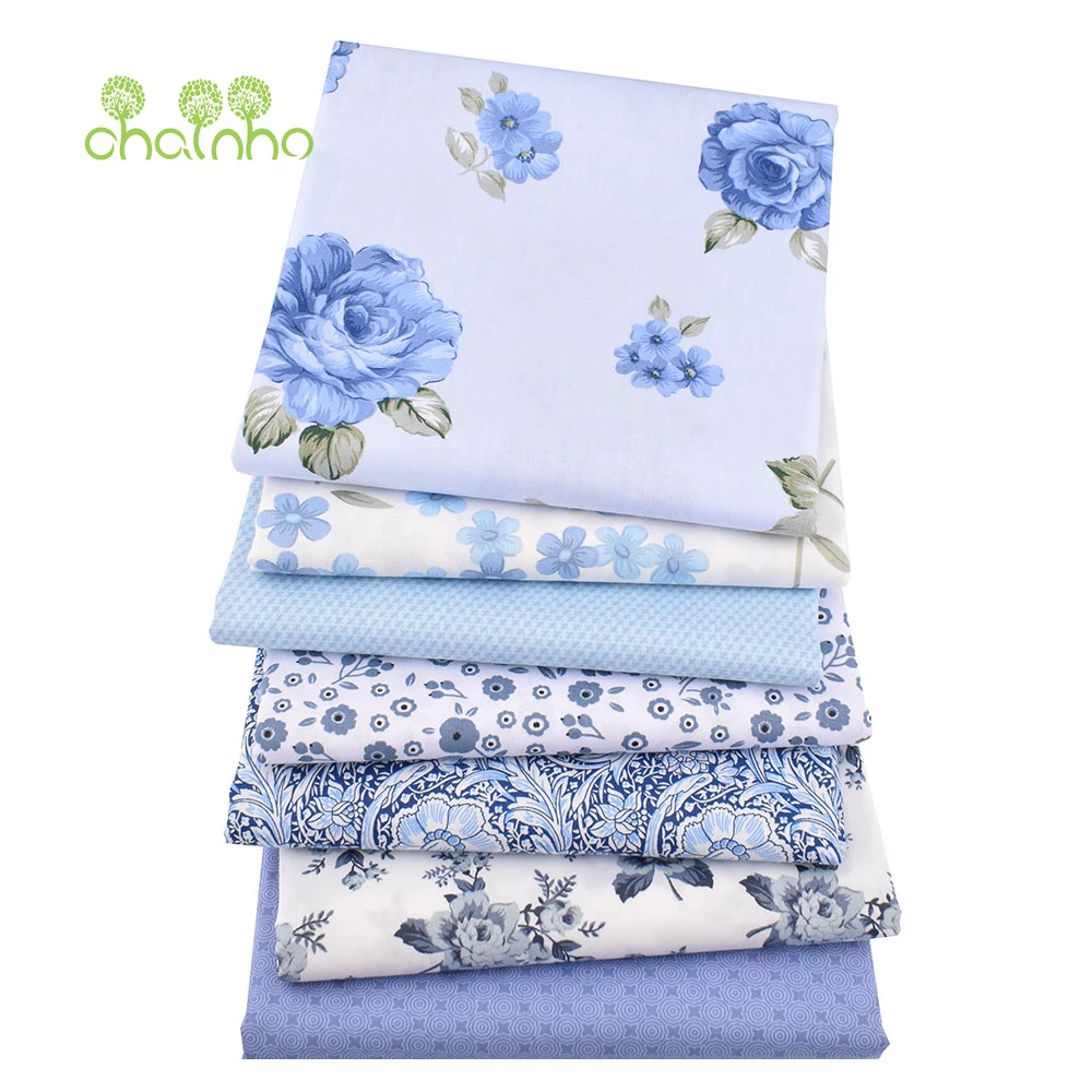 

Chainho,Blue Floral Series Printed Twill Cotton Fabric,Patchwork Cloth,DIY Sewing Quilting Home Textiles Material For Baby&Child