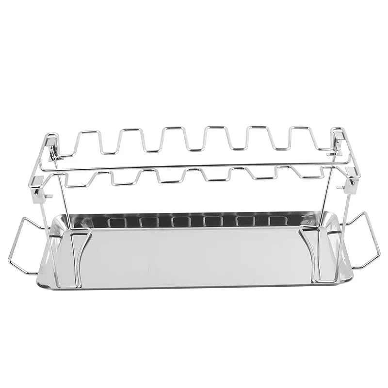 BBQ Beef Chicken Leg Wing Grill Rack 14 Slots Stainless Stee