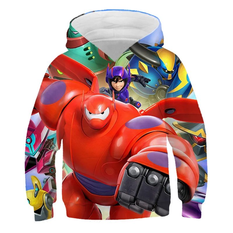 

3D Hooded Sweatshirt for Boys and Girls, Long Sleeved Hero Big, Cool Cartoon Top, 4 to 14 Tons, 6 Baymax, 2021