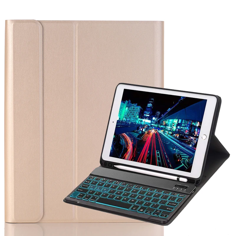 

Magnet Smart Backlit Bluetooth Keyboard Cover for IPad 7th 8th 2019 2020 PU Leather Case Keyboard with Pencil Slot for IPad 10.2