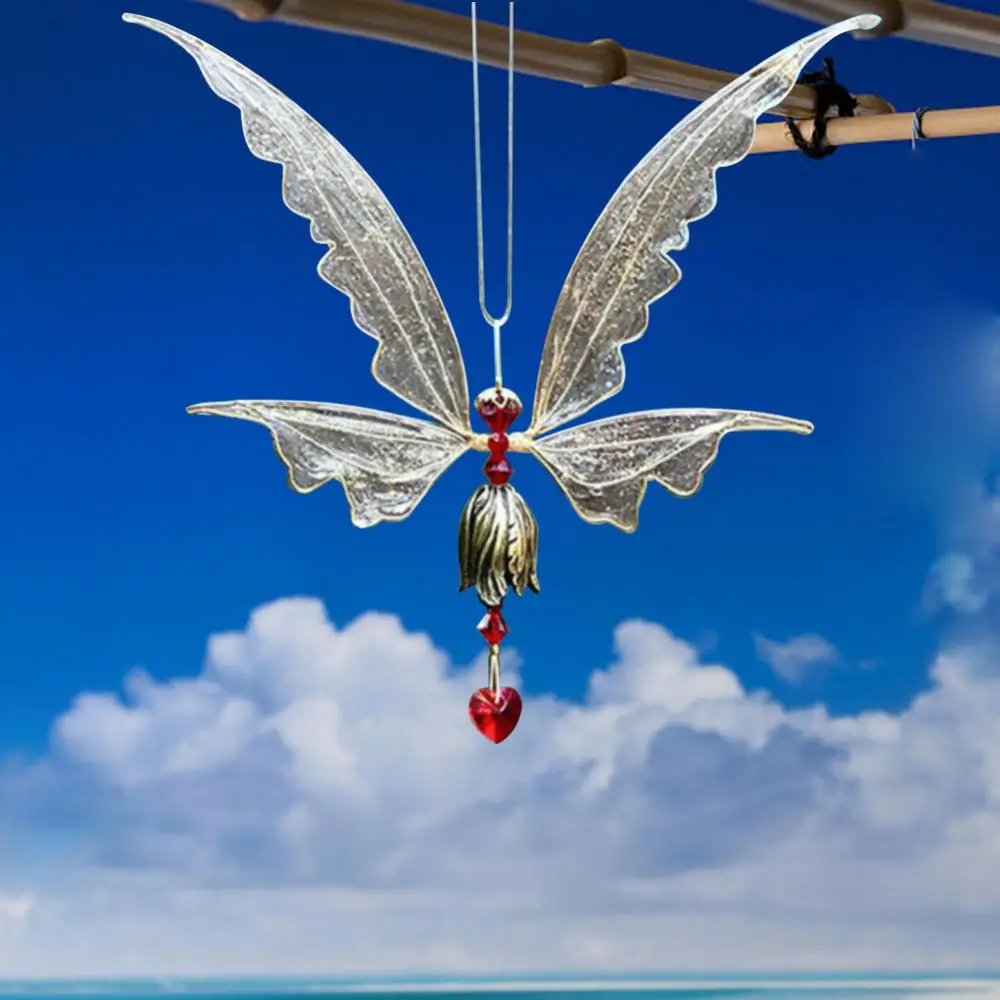 

Window Car Ornaments Creative Dragonfly Shape Wind Chime Metal Transparent Crystal Pendant Flying Bird Fairy Hanging Ornaments