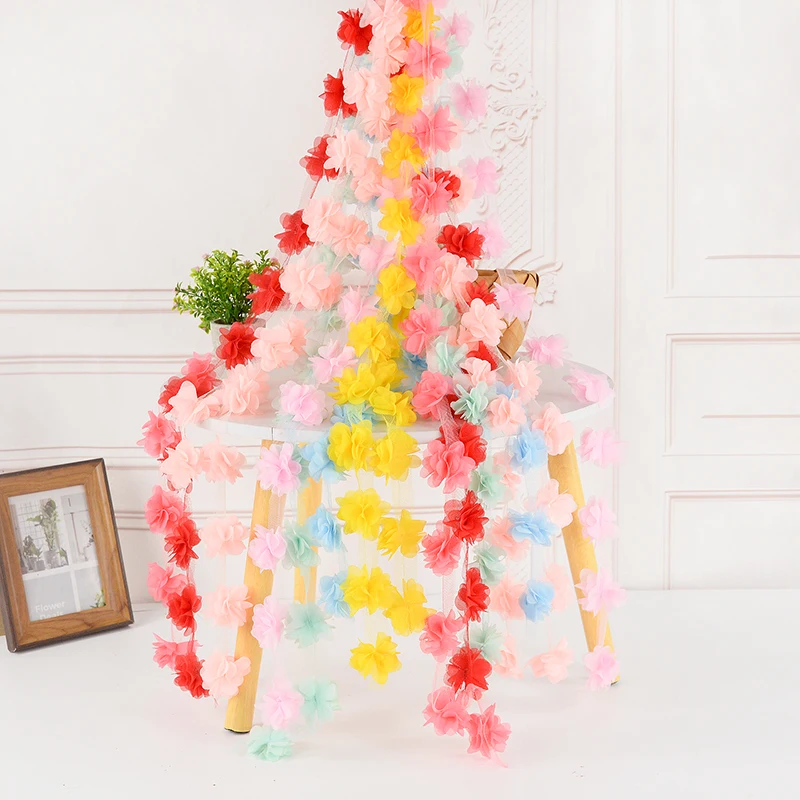 

2Yard 3D Flower Chiffon Lace Ribbon For Wedding Home Decoration Clothing Headdress Fabric Accessories DIY Handmade Sewing Craft