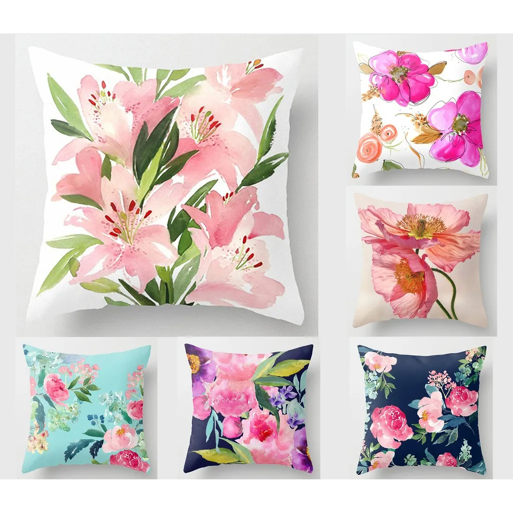 

Flower Pillowcase Square Sofa Cushion Cover Bedding Living Room Decor Pillowcase