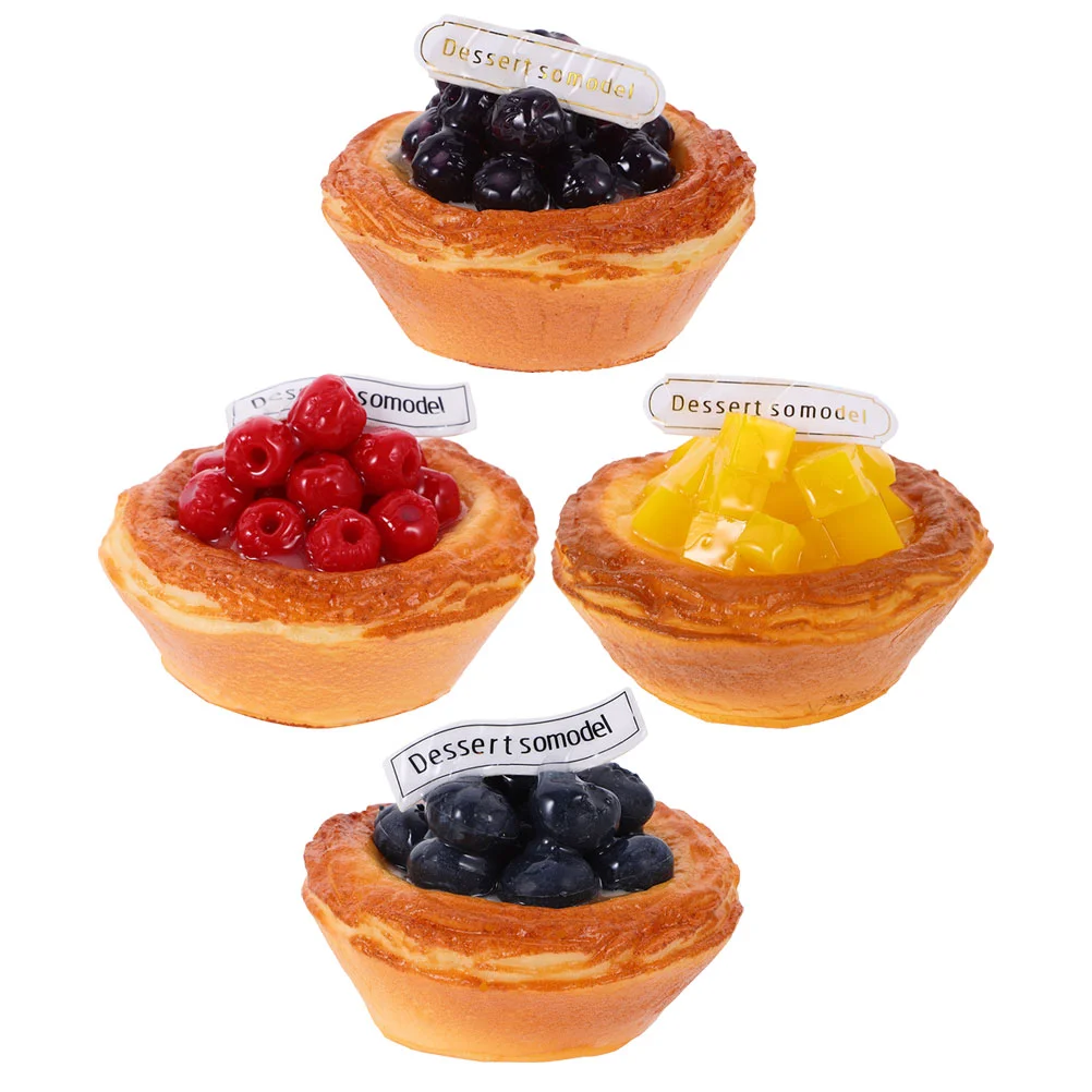 

4 Pcs Wedding Decor Home Decoration Fake Egg Tart Food Simulation Foods Artificial Photography Props Realistic