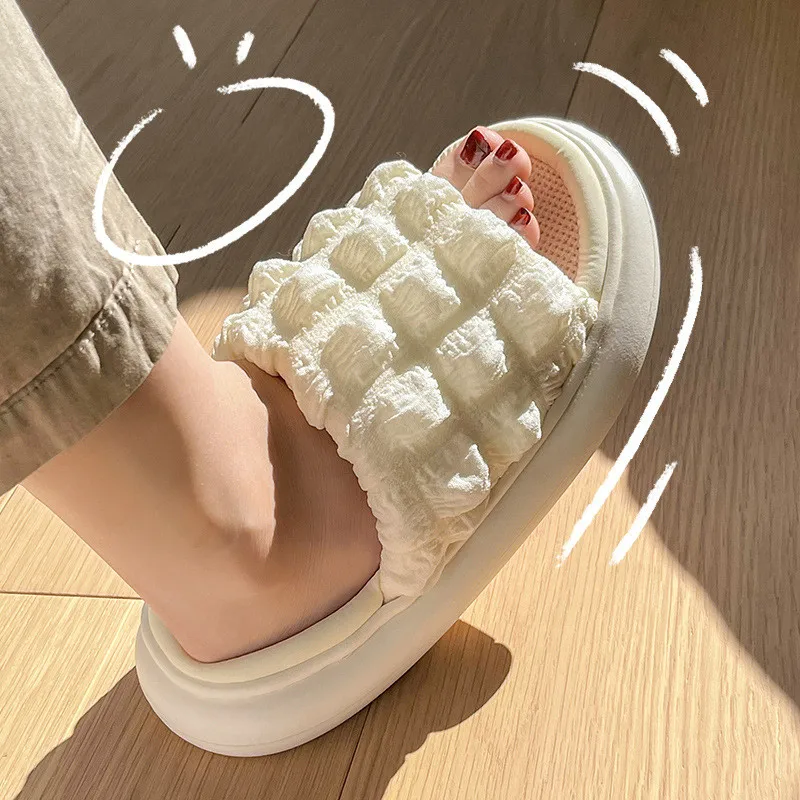 

Women Slippers Thick-soled Linen Slippers Female Summer 2022 New Four Seasons Home Non-slip Couple Indoor Casual Women Floor Mop