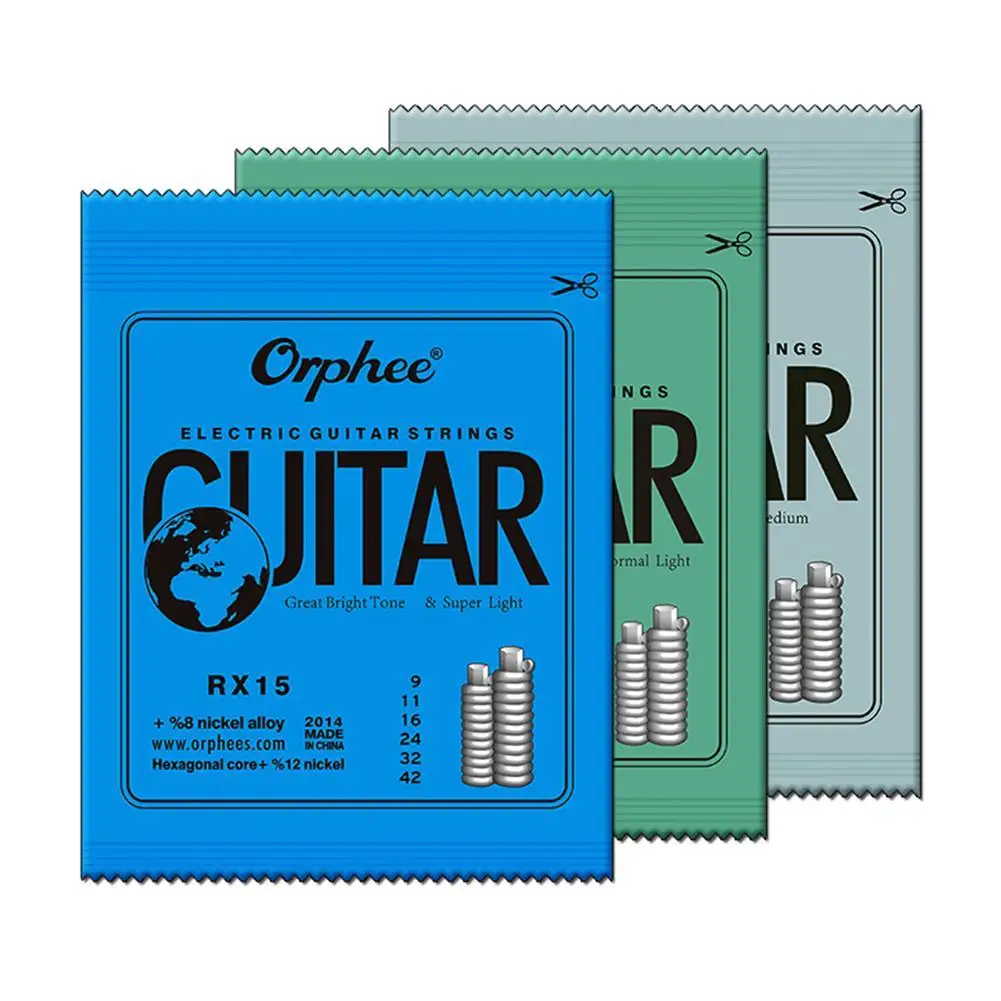 

Струны для гитары 6 шт., металлические звукосниматели Tremolo RX15/RX17/RX19, практичные Струны для электрогитары, легкие шестигранные из углеродисто...