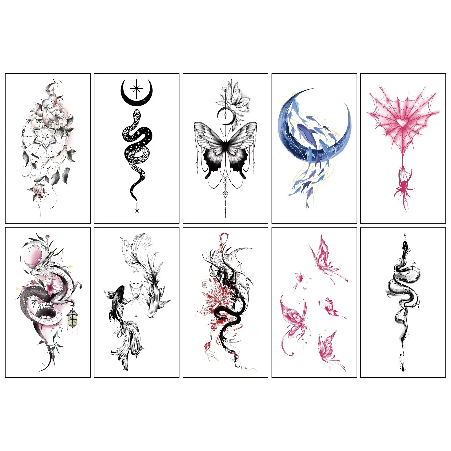 10 шт./набор съемные клейкие тату-наклейки для женщин и девочек