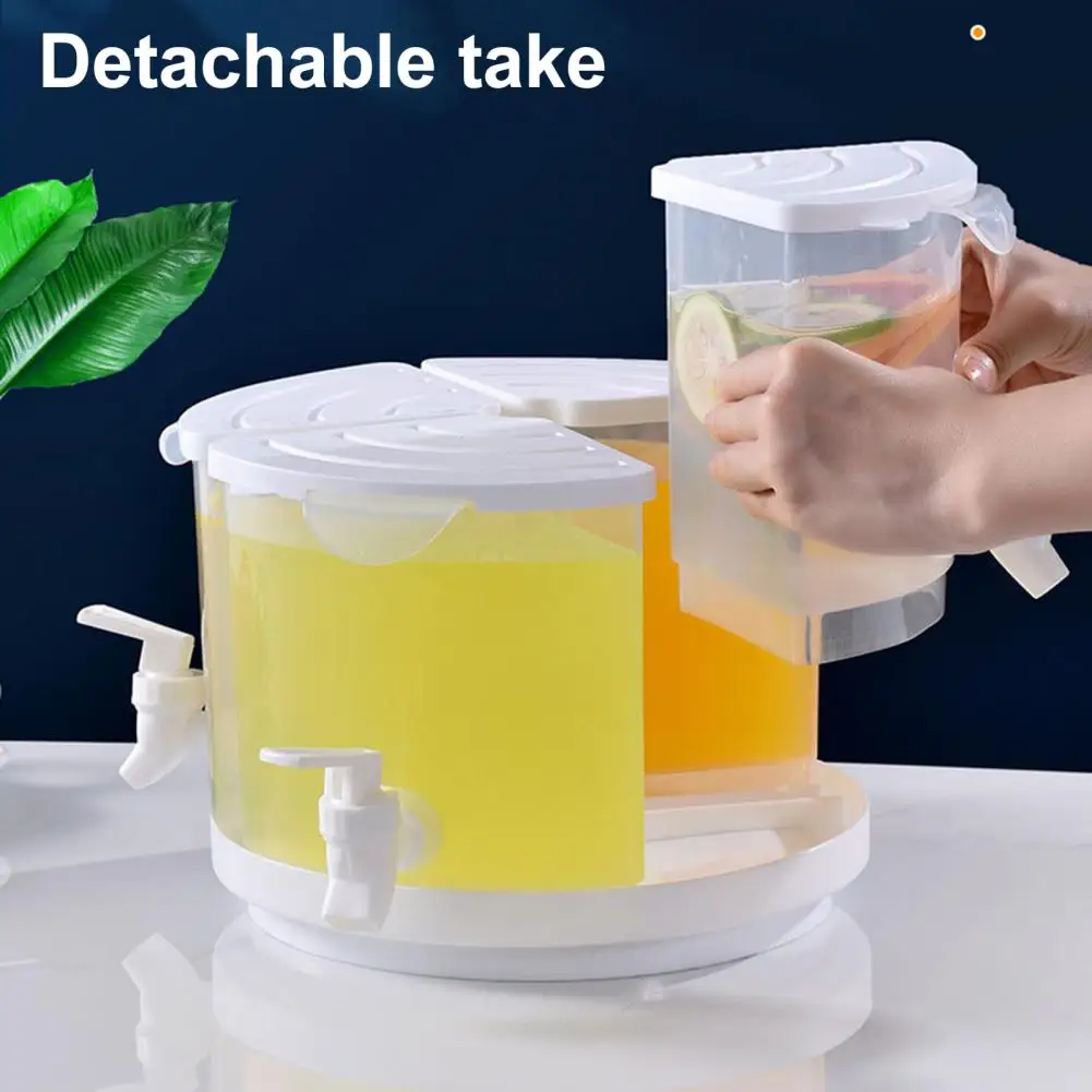 

3L Cold Kettle with Faucet Leak-proof High Temperature Resistant Compartments Design Large Capacity Clear Lemonade Juice Drink D