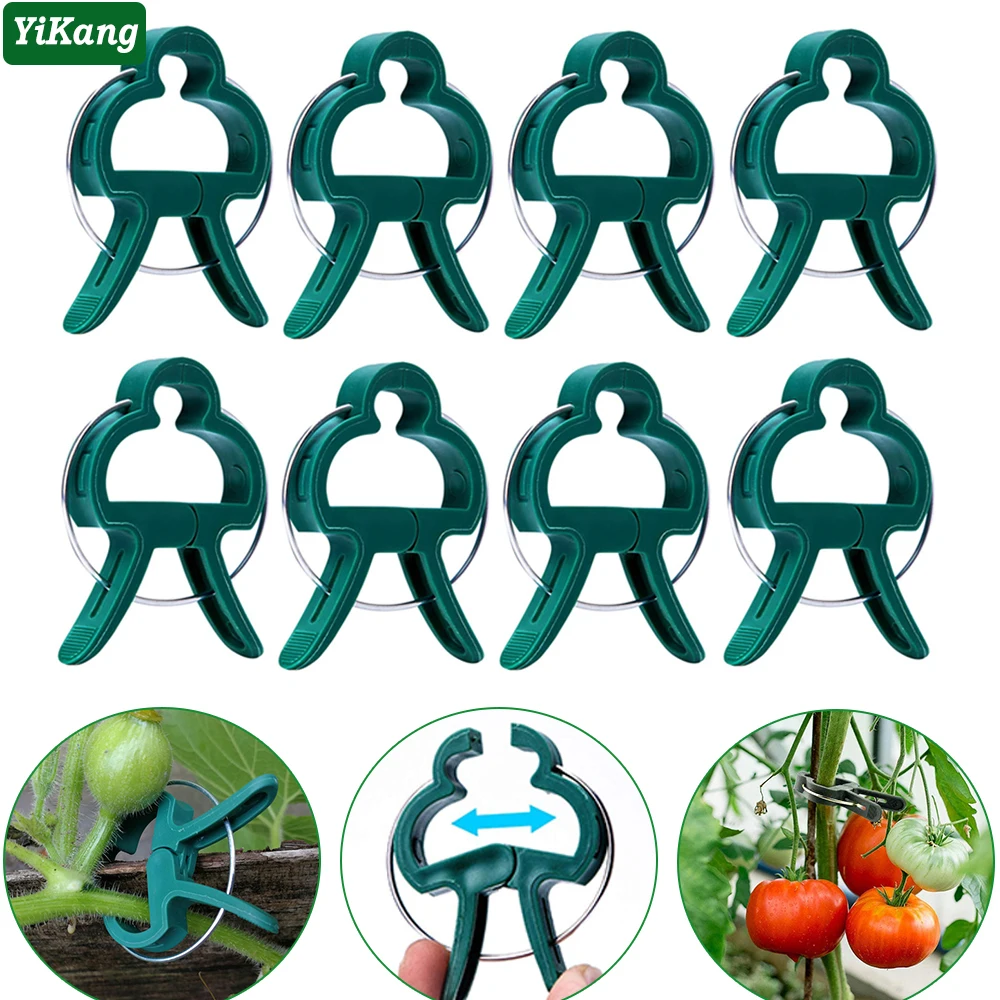 

10-100pcs Reusable Green Garden Plant Fixed Clips for Greenhous Vegetables Flowers Stem Vines Grape Clamp Support Fastener