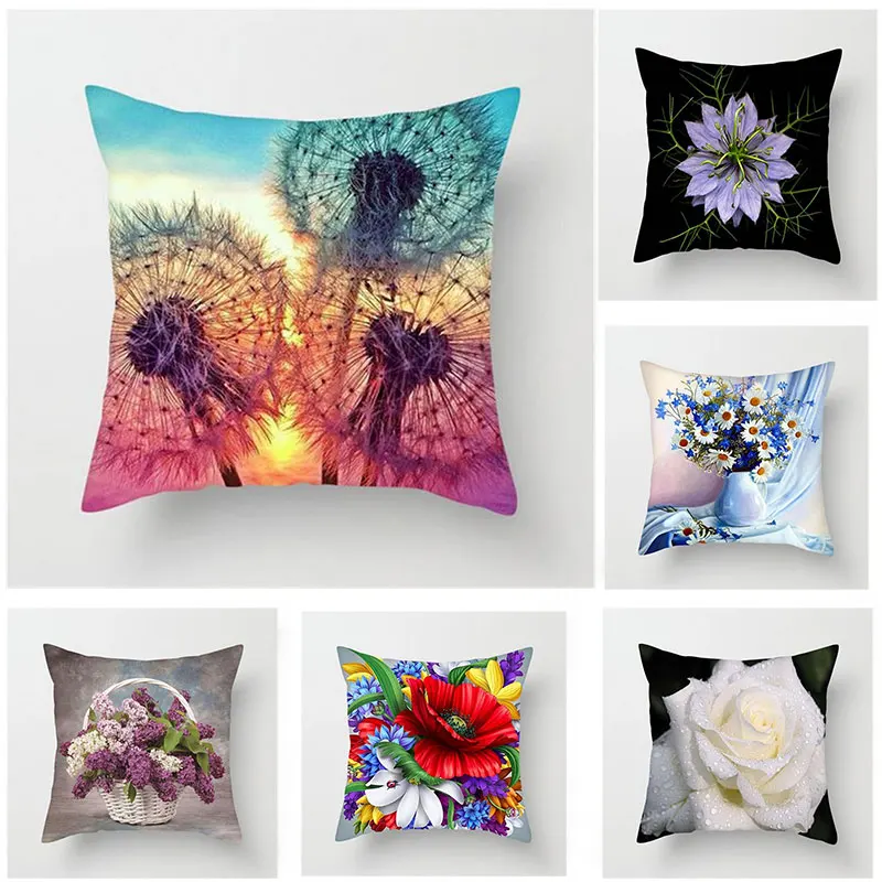 

Customizable Cushion Cover Pillow Sofa Decorative Pillowcase Floral Pattern