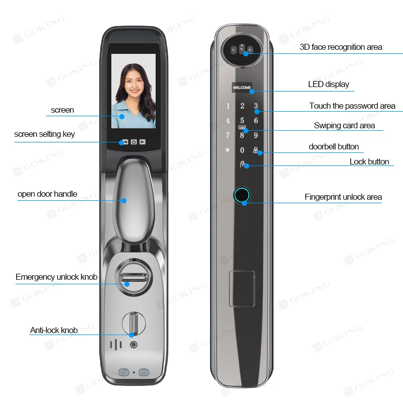 Дверной замок Goking с распознаванием лица умный 3d-домофон камерой управлением