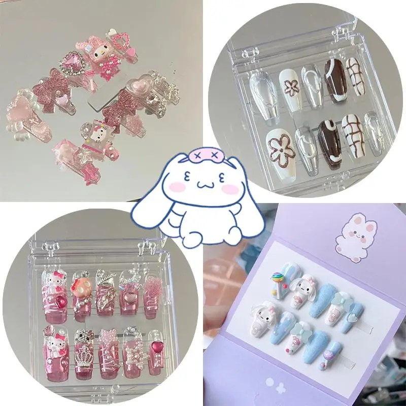 Купи Sanrios Kawaii Anime Hello Kitty Fake Nail My Melody Fake Fingernails Cinnamoroll Reusable Handmade Nails Patch Detachable Gift за 667 рублей в магазине AliExpress