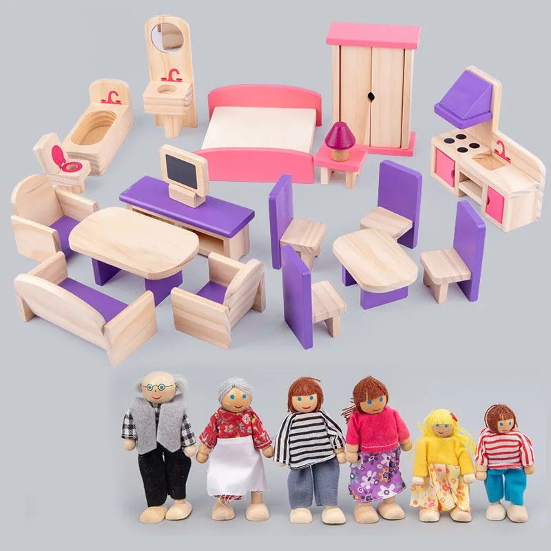 

Miniature Furniture Play House Toy For Dolls Wooden Dollhouse Furniture Set Educational Pretend Play House Toy Photography props