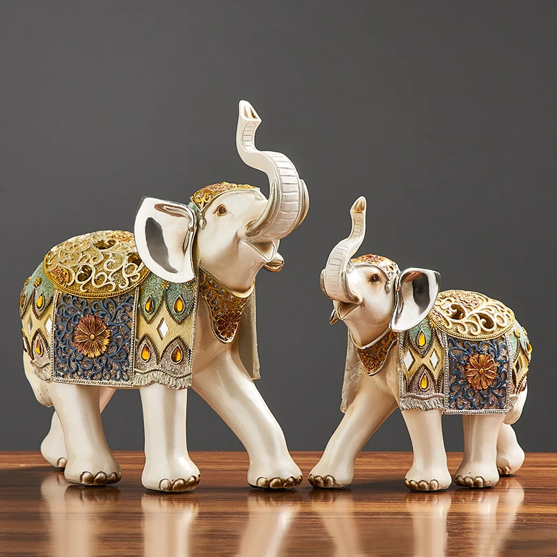 

Elephant Decoration Resin Embellished Statue Home Decoration Accessories Sculpture Abstract Living Room Decoration Office Decor