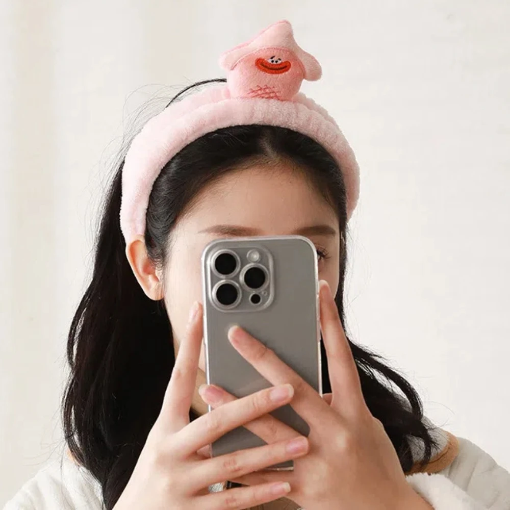 Мягкая эластичная повязка для волос мытья лица милая звезда коралловый флис 3D ПП