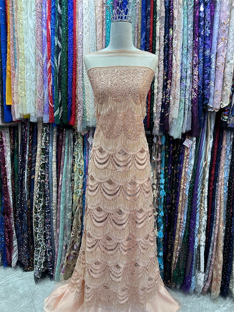 Роскошная африканская кружевная ткань для жениха с блестками вышивка тяжелым