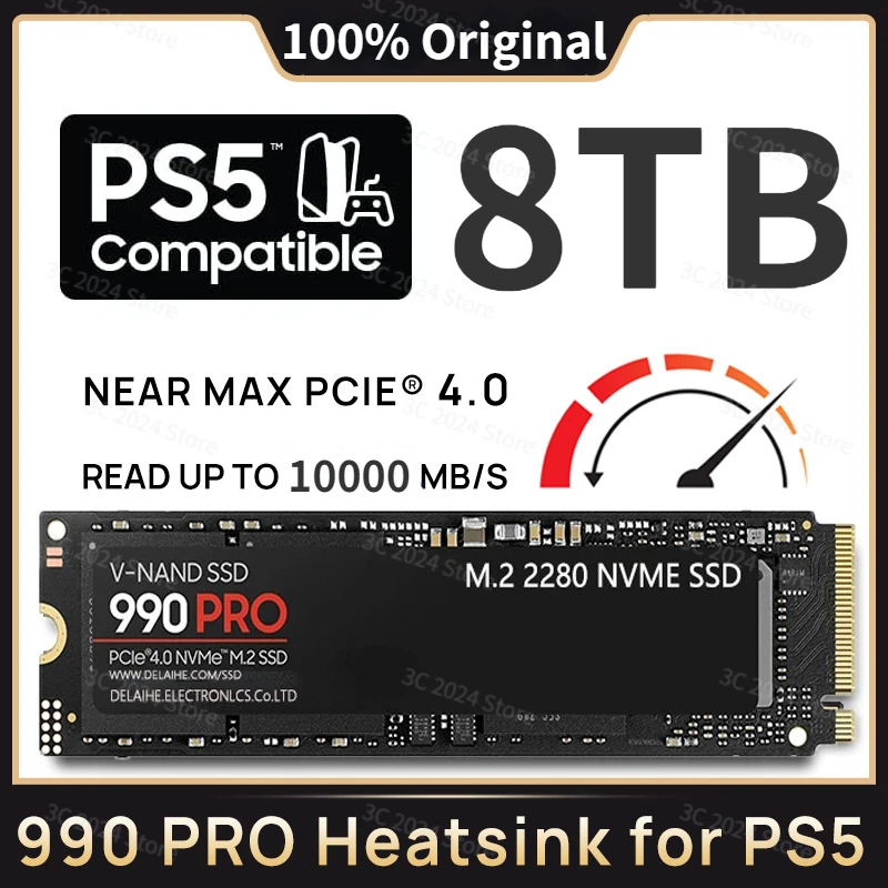 

990PRO 10000MB/s M.2 SSD 1TB 2TB 4TB PCIe 5.0x4 M2 NVMe 2.0 Disk 2GB Dram Cache Internal Solid State Drive for PS5 Desktop PC