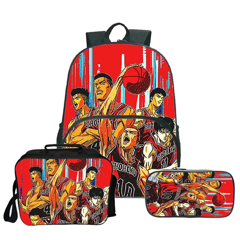 

Hot Blood Slam Dunk School Bag Student Laptop Bags Harajuku Anime 3pcs/set Women Men Bagpack Comic Slam Dunk Teen Backpacks