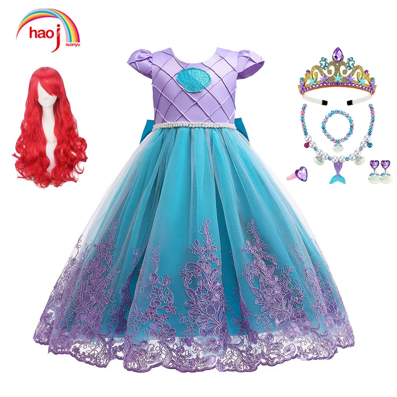 

Kids Dress Children Mermaid Princess Bow Lace Stitching Design Girls Costumes