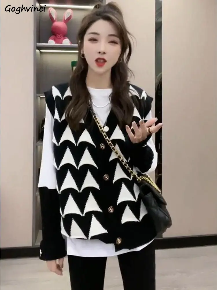 

Sweater Vests Women Tender Korean Style All-match Design Retro Females College Fashion Casual Version Streetwear Knitwear Chic