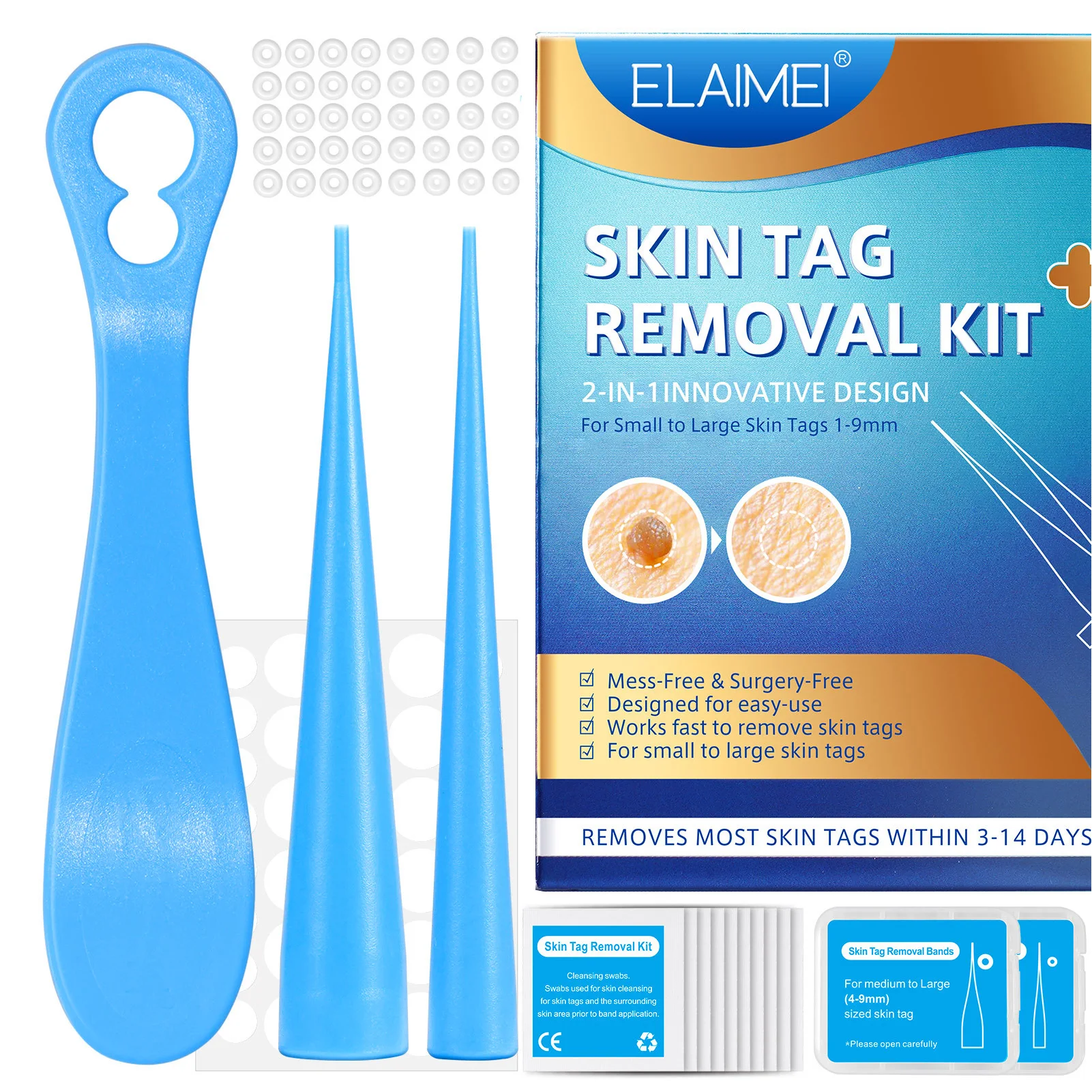 

Skin Tags Removal Kit Dual Heads Auto Tags Removal Kit Effective 2-8mm Micro To Large Skin Tags Warts Bands Tool Set For Men And