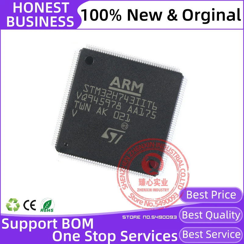

100% New STM32H743IIT6 LQFP-176 ARM Microcontrollers - MCU High-performance & DSP DP-FPU, Arm Cortex-M7 Flash 1MB RAM, 480 M
