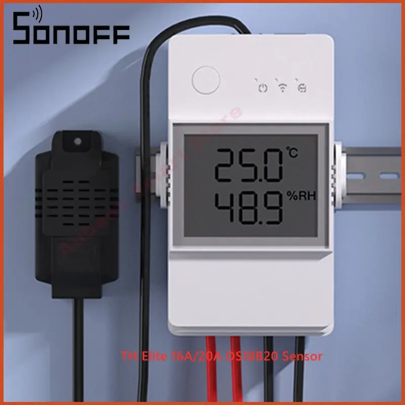 

SONOFF TH Elite 16A / 20A WiFi Smart Switch Temperature And Humidity Monitoring Switch Smart Home Work With Google Home Alexa