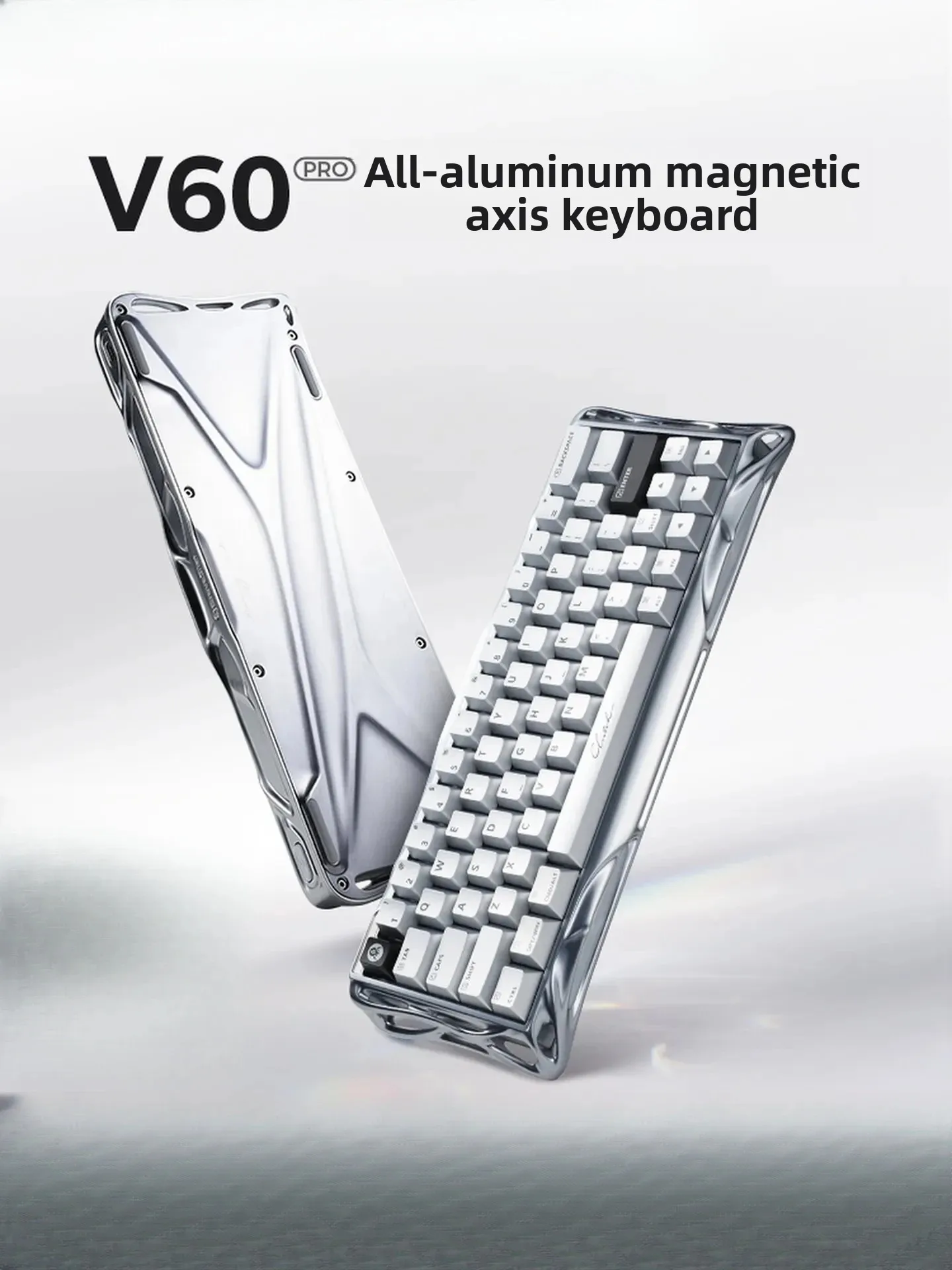 Фото Игровая клавиатура GravaStar V60 Pro с магнитными переключателями, полностью алюминиевая, с низкой задержкой, 3 режима подключения, механическая, для ПК, аксессуары для геймеров, подарки №2