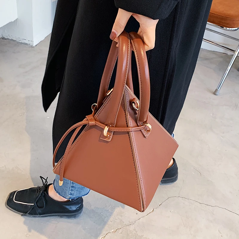 

Lady Shoulder Hand Bag 2023 Triangle Fashionable PU Leather Mini Crossbody Bags for Women Branded Handbags and Purses