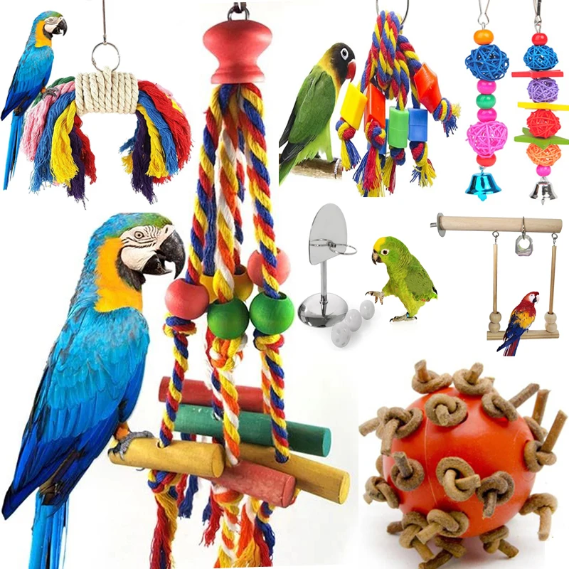 

Pet Bird Chewing Toy Cotton Rope Parrot Toy Bite Bridge Bird Tearing Toy Cockatiels Training Hang Swings Bird Cage Supplies